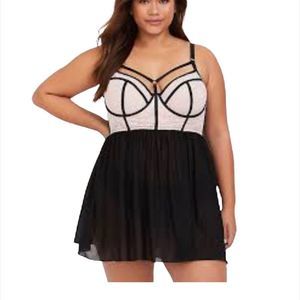 Torrid Black and White Babydoll Chemise